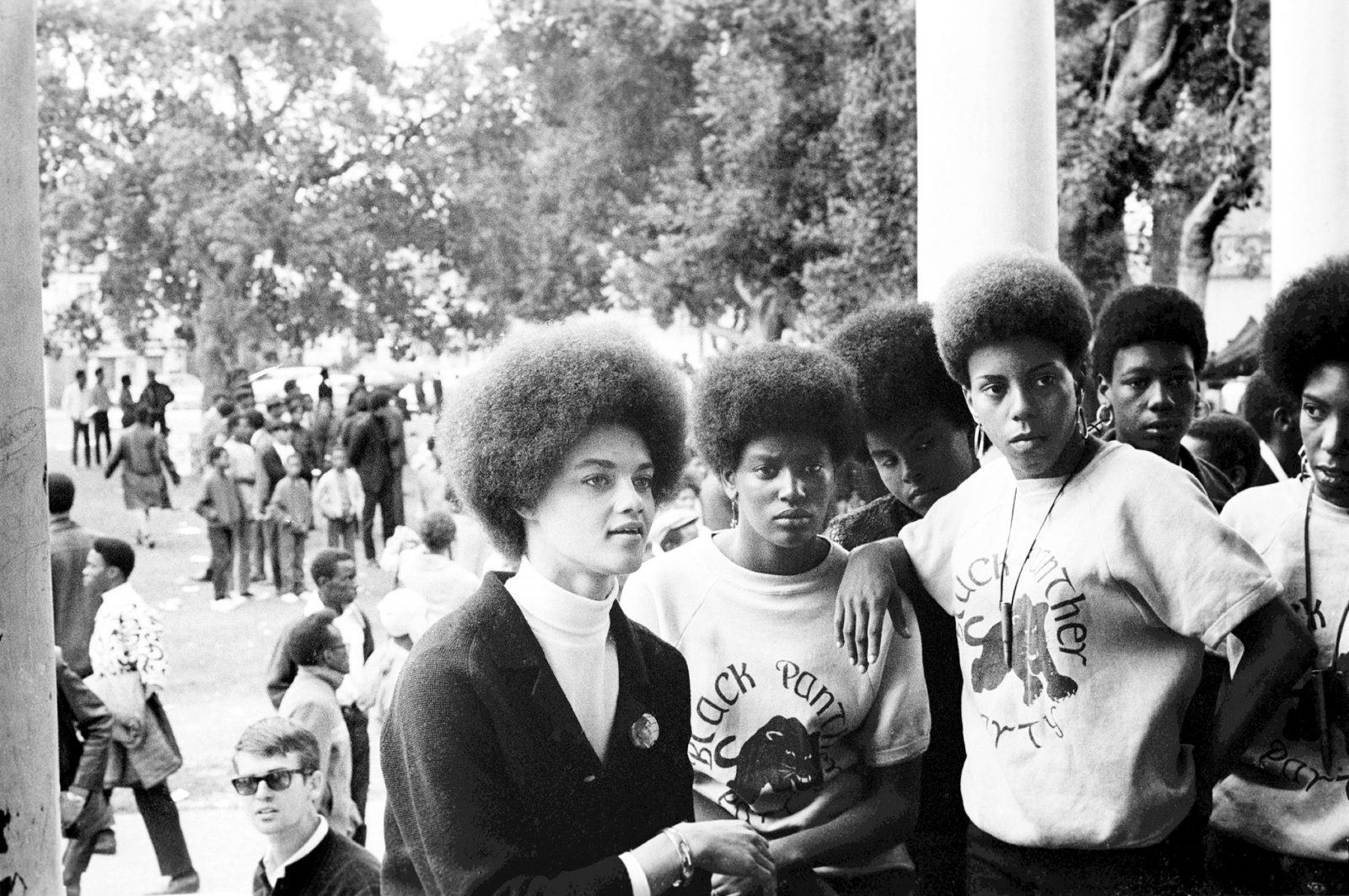 Kathleen Cleaver at Free Huey rally in Defermery Park (named by the Panthers Bobby Hutton Park) in West Oakland